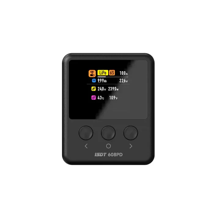 ISDT 608PD Lipo Charger,DC 240W/10A USB C 140W/5A Smart Digital Charger