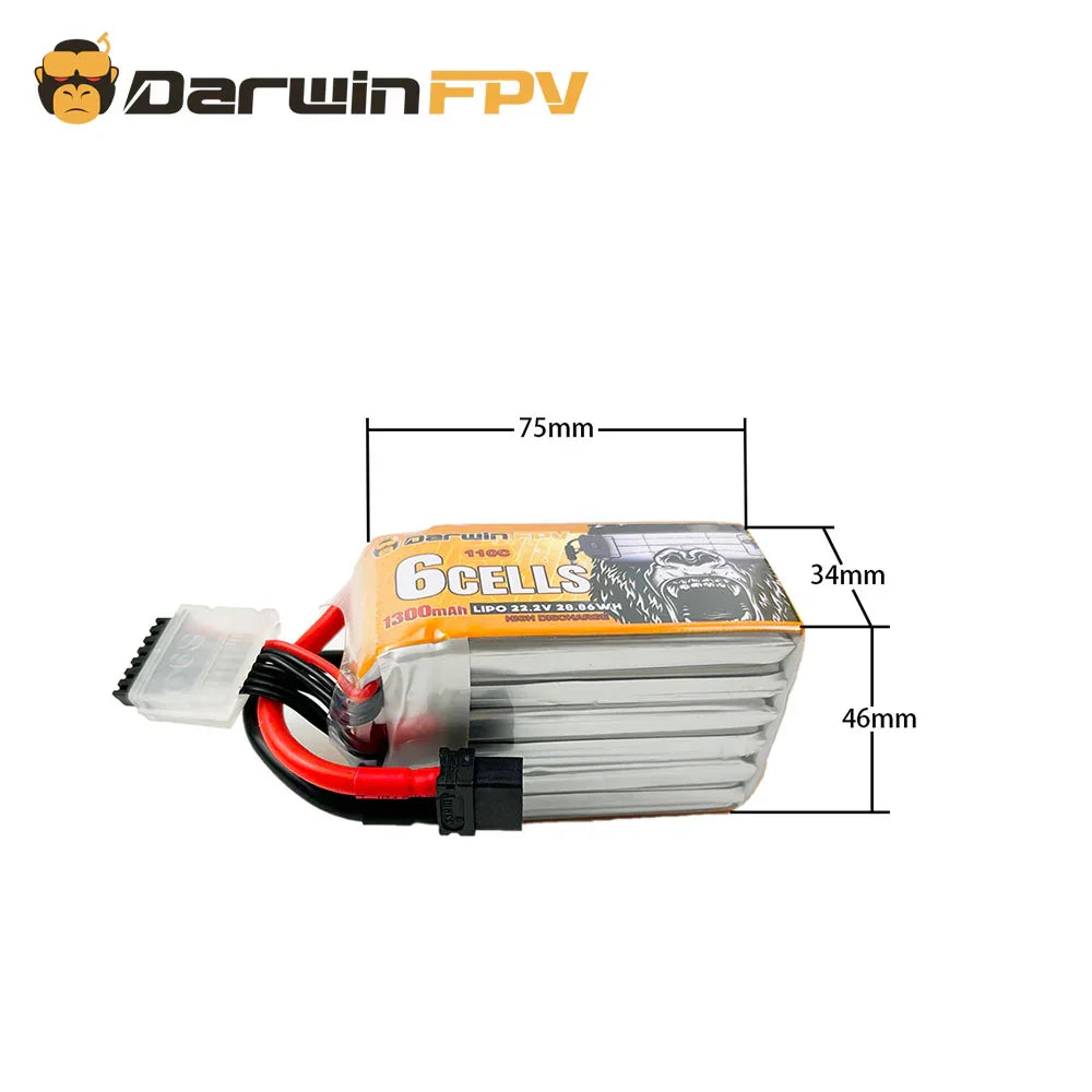 DarwinFPV 6S 1300mAh Lipo Battery