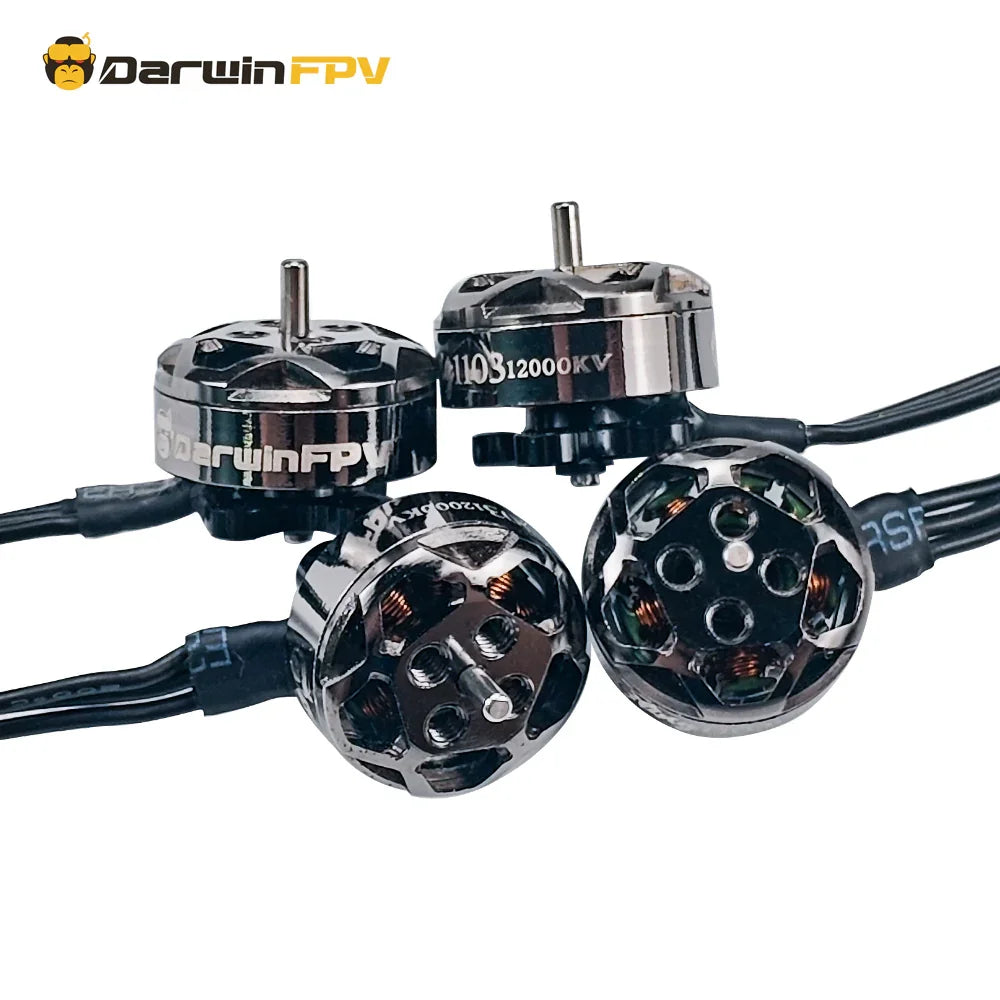 Complete 4-pack of Bling 1103 12000KV motors—grab everything you need to build/upgrade your 2-3 inch drone, no extra trips to buy singles.