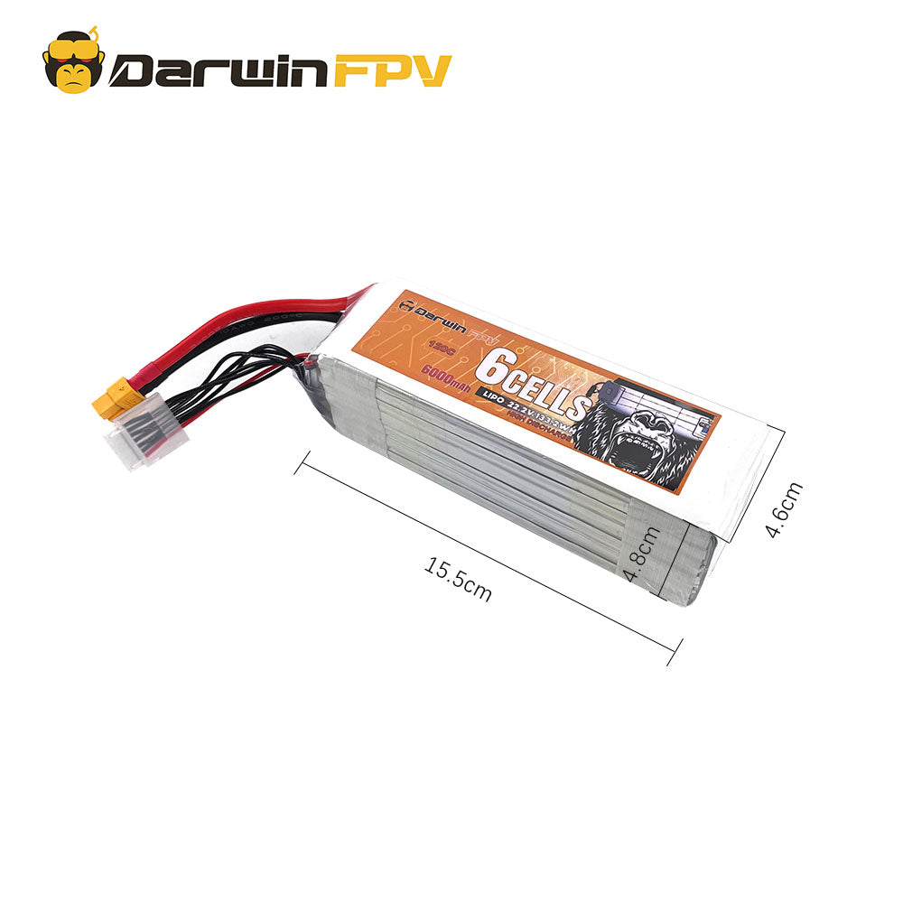 DarwinFPV 6S 6000mAh 120C 22.2V Lipo Battery