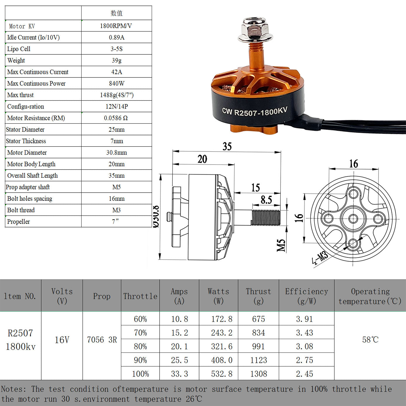 Darwin 129 2507 1800KV 3-6S Brushless Motor