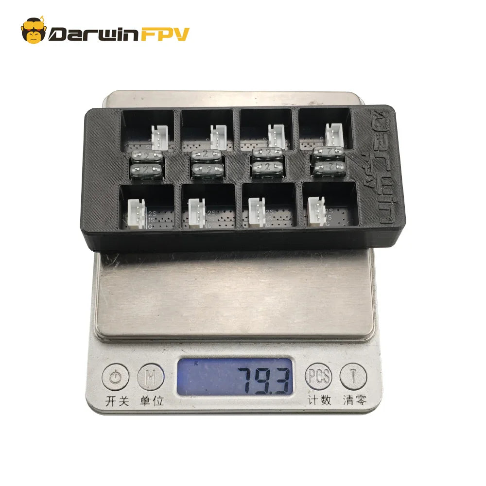 DarwinFPV One Link 2S 2S LiPo battery parallel charging board weighed at 79.3 grams, lightweight design for FPV drone enthusiasts.
