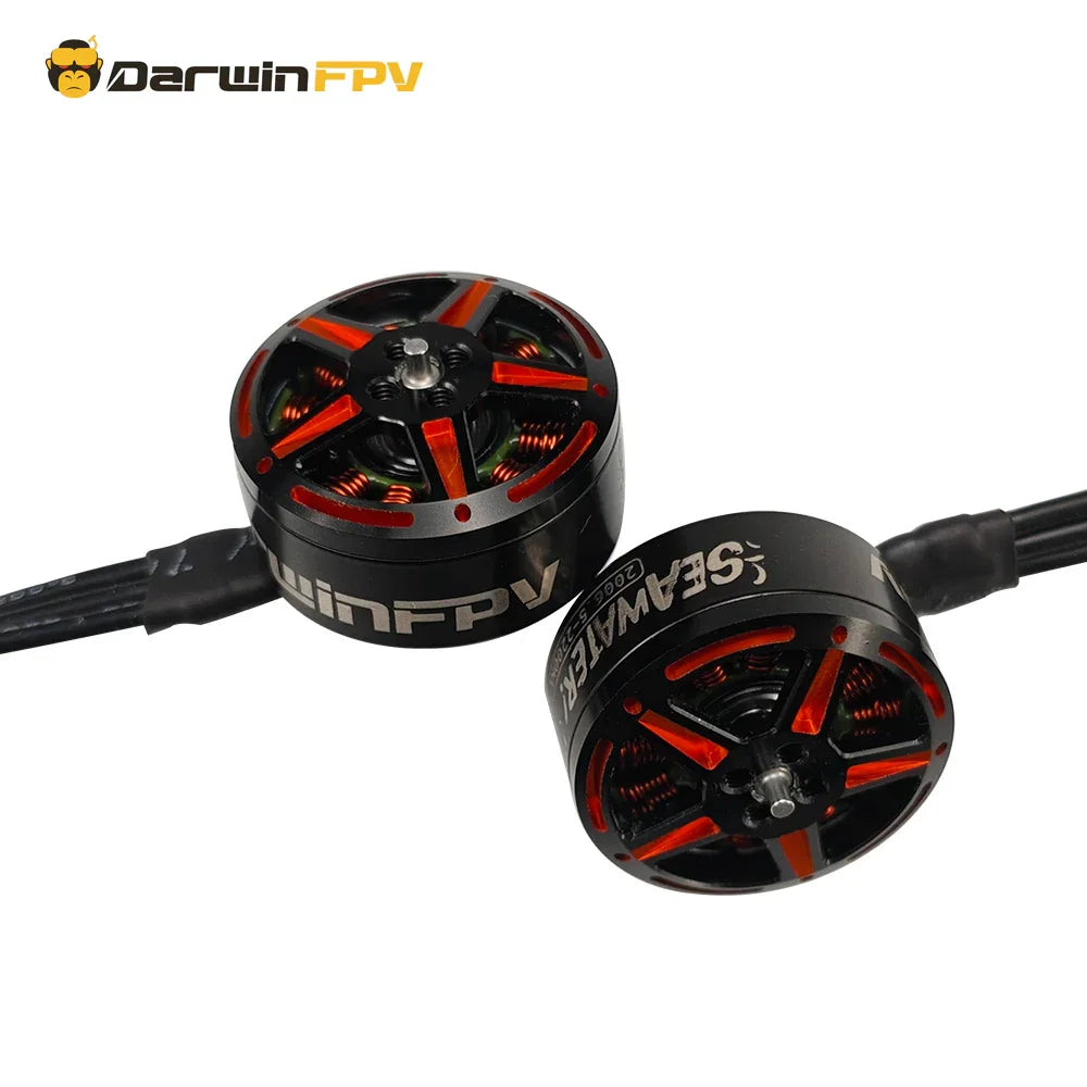 Two DarwinFPV SeaWater 2006.5 drone motors displayed together.
