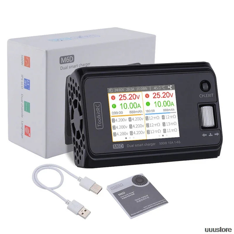 ToolkitRC M6D 500W 15A 直流双通道充电器