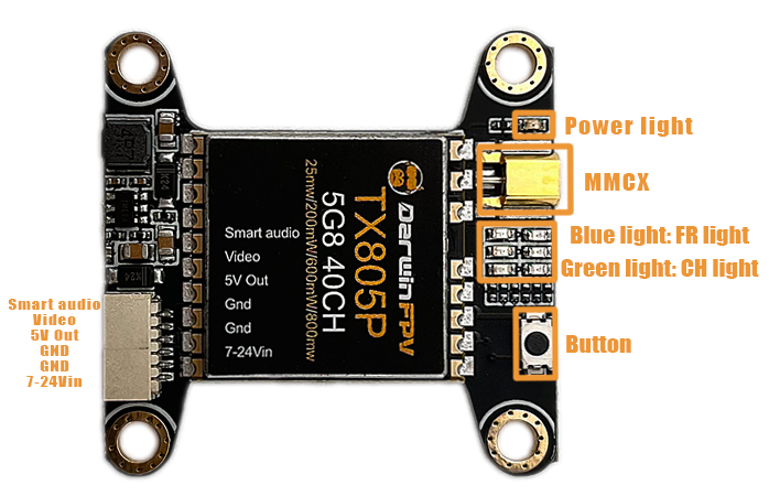 5.8G 40CH 25/200/600/800mW TX805P VTX