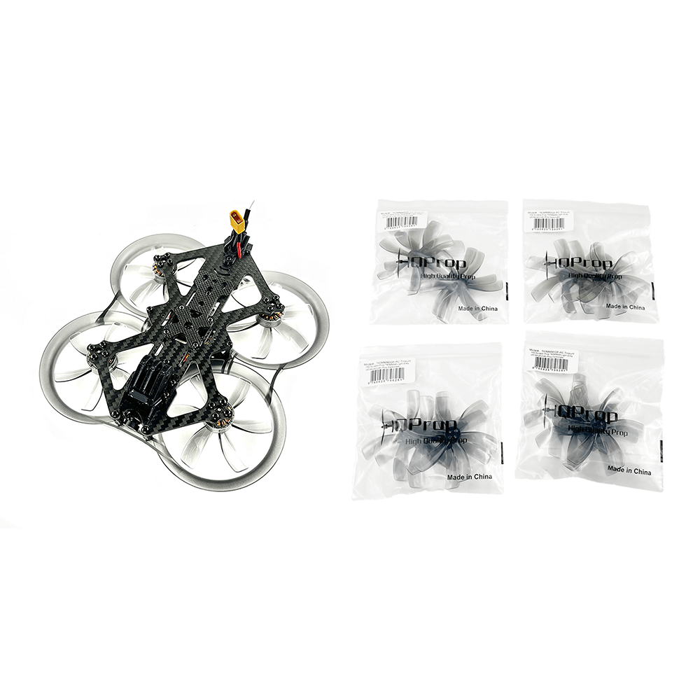 CineApe 25 analog FPV drone with four packs of high-performance propellers for enhanced flight experience.