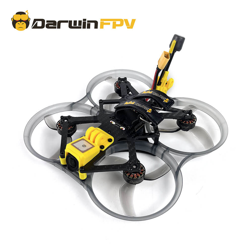 Complete setup of DarwinFPV CineApe35 equipped with DJI O3 camera, highlighting the drone's FPV capabilities and advanced imaging