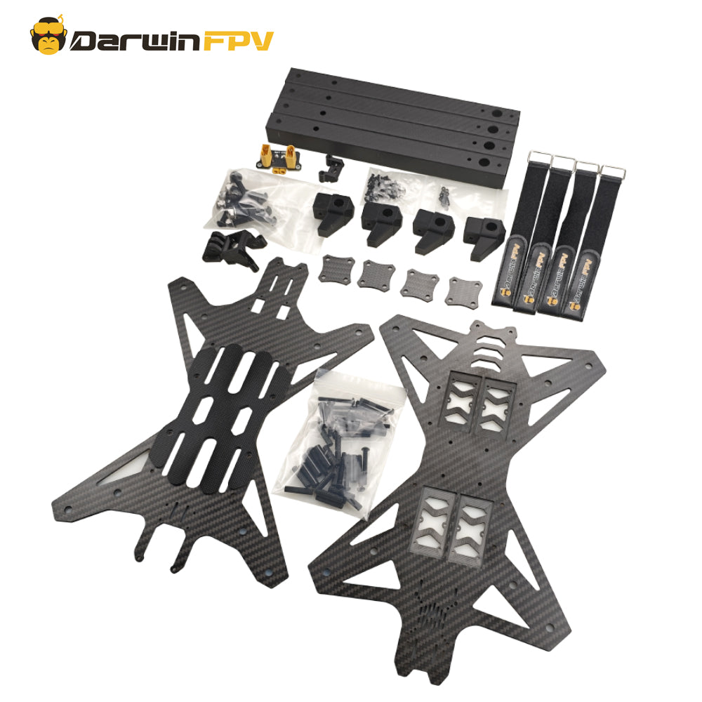 DarwinFPV 15-inch FPV Drone Frame Full Kit – Includes Carbon Fiber Plates, Hardware & Accessories for Build