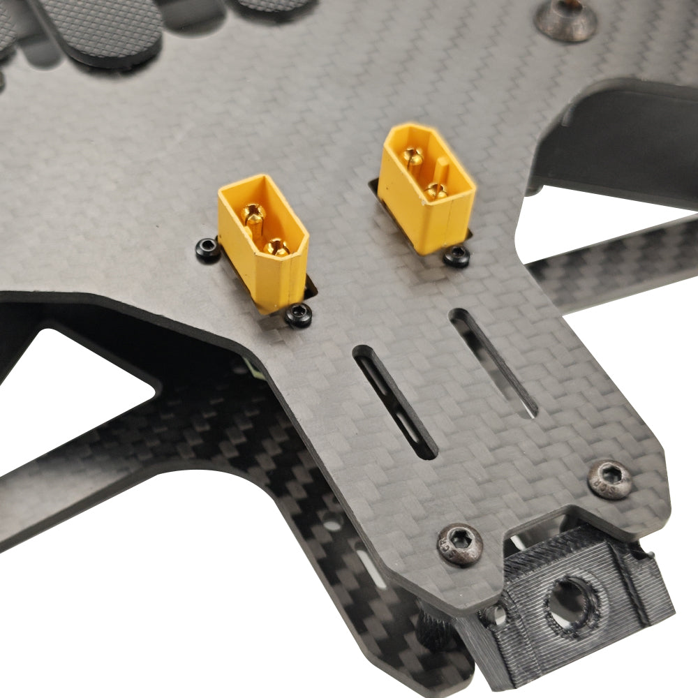 Dual XT60 Battery Connector on DarwinFPV 15-inch FPV Drone Frame – Reliable Power Connection Component