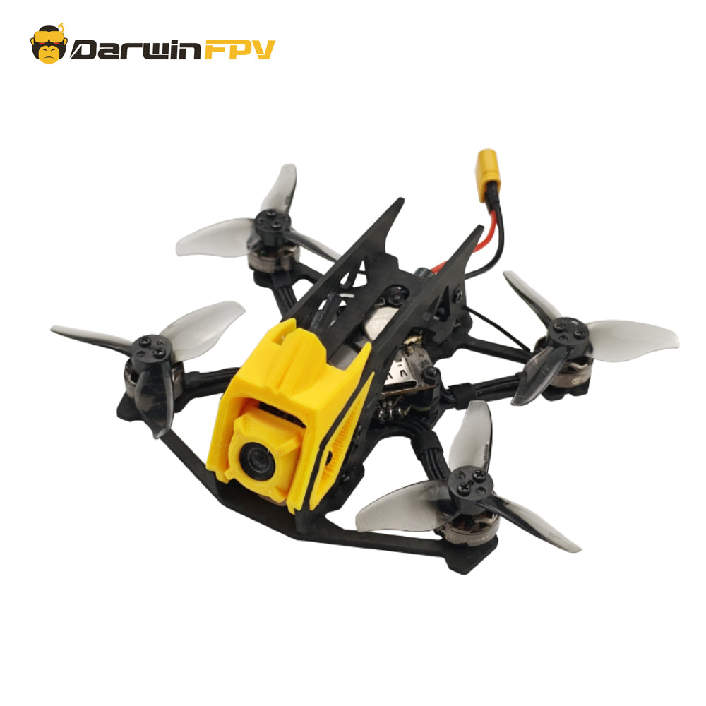 DarwinFPV BabyApe Ⅲ Minni 2 inch freestyle FPV drone, angled front view emphasizing the camera and aerodynamic design, perfect for first-person view racing and trick performances.