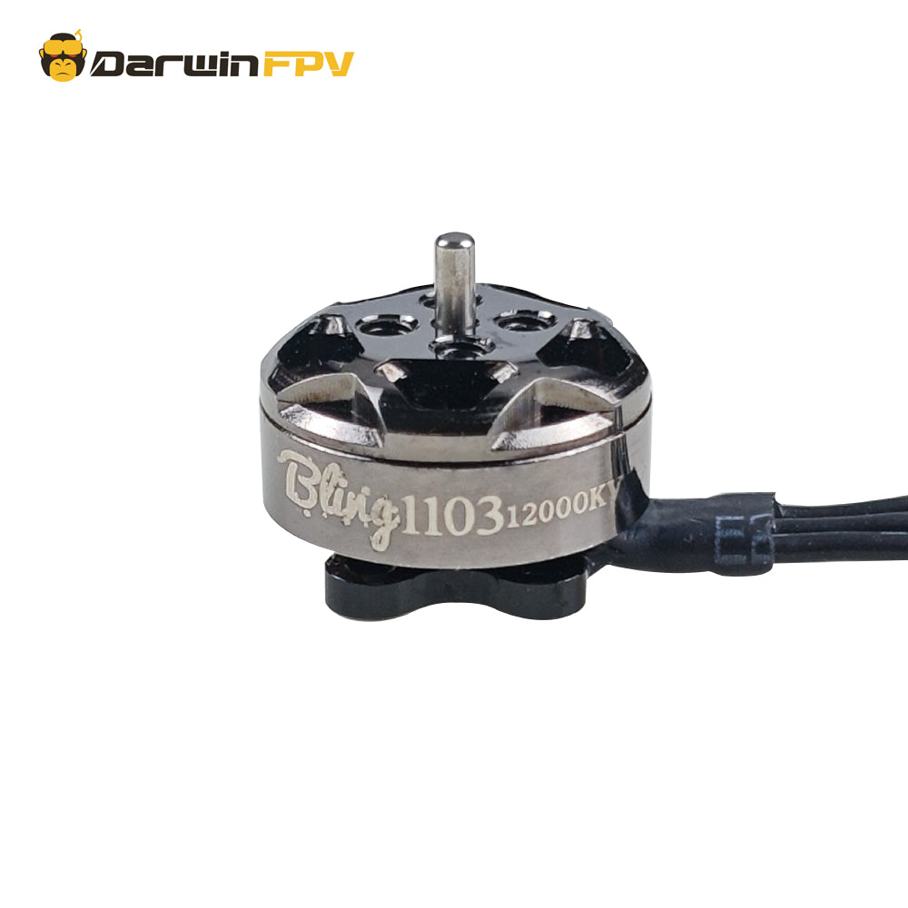 Shiny chrome-plated Bling 1103 12000KV motor—perfect for 2-3 inch small drones. Its sleek design makes your build stand out and delivers reliable power for flights.
