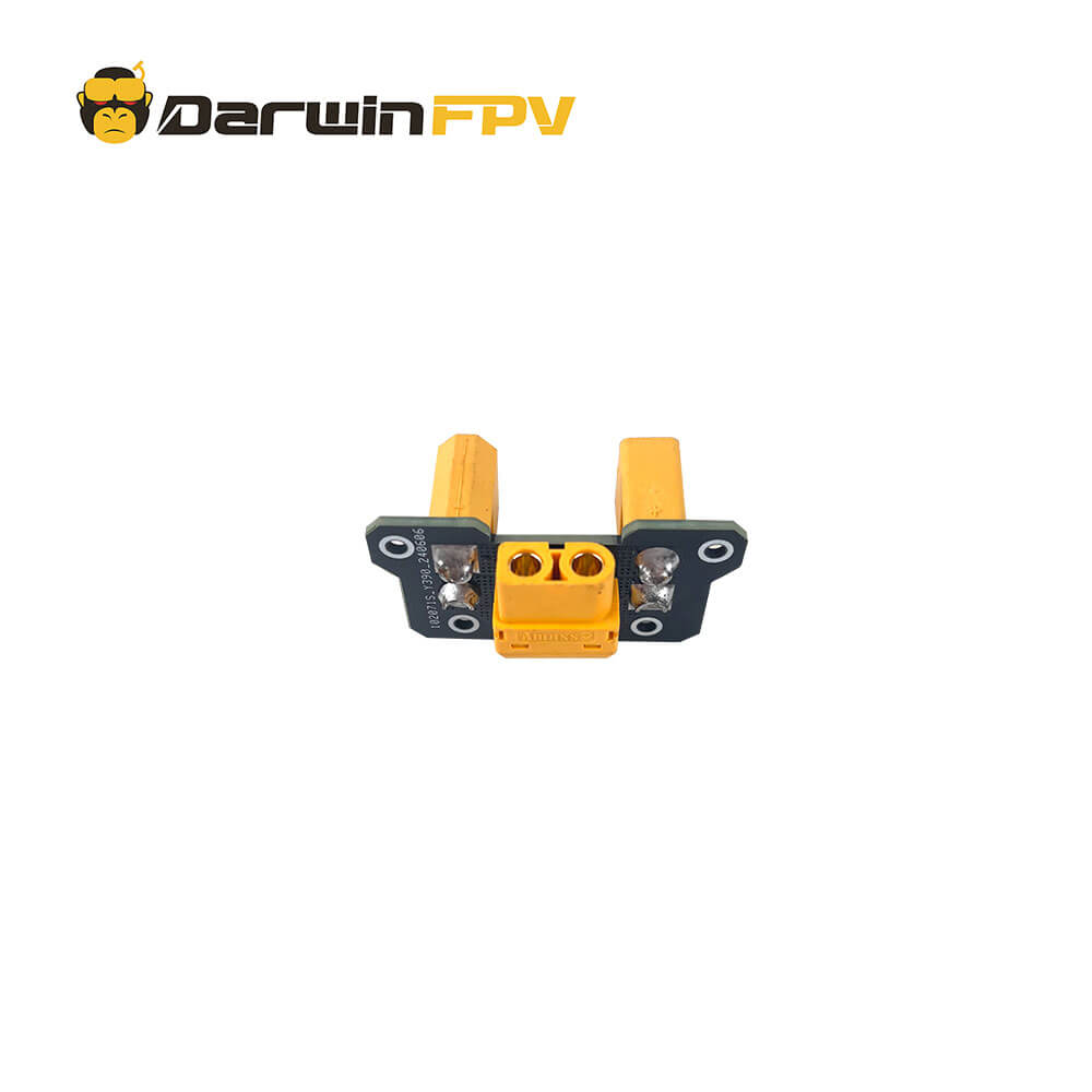 XT60 2-in-1 power adapter board for FPV drones by DarwinFPV, featuring dual connectors for efficient power distribution and secure connections