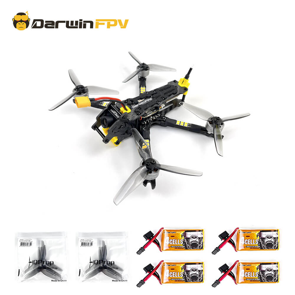 It include 1 pcs BabyApe Ⅱ 3.5 inch drone, 2 packs propellers and 4 pcs 4S 850mah Batteries 