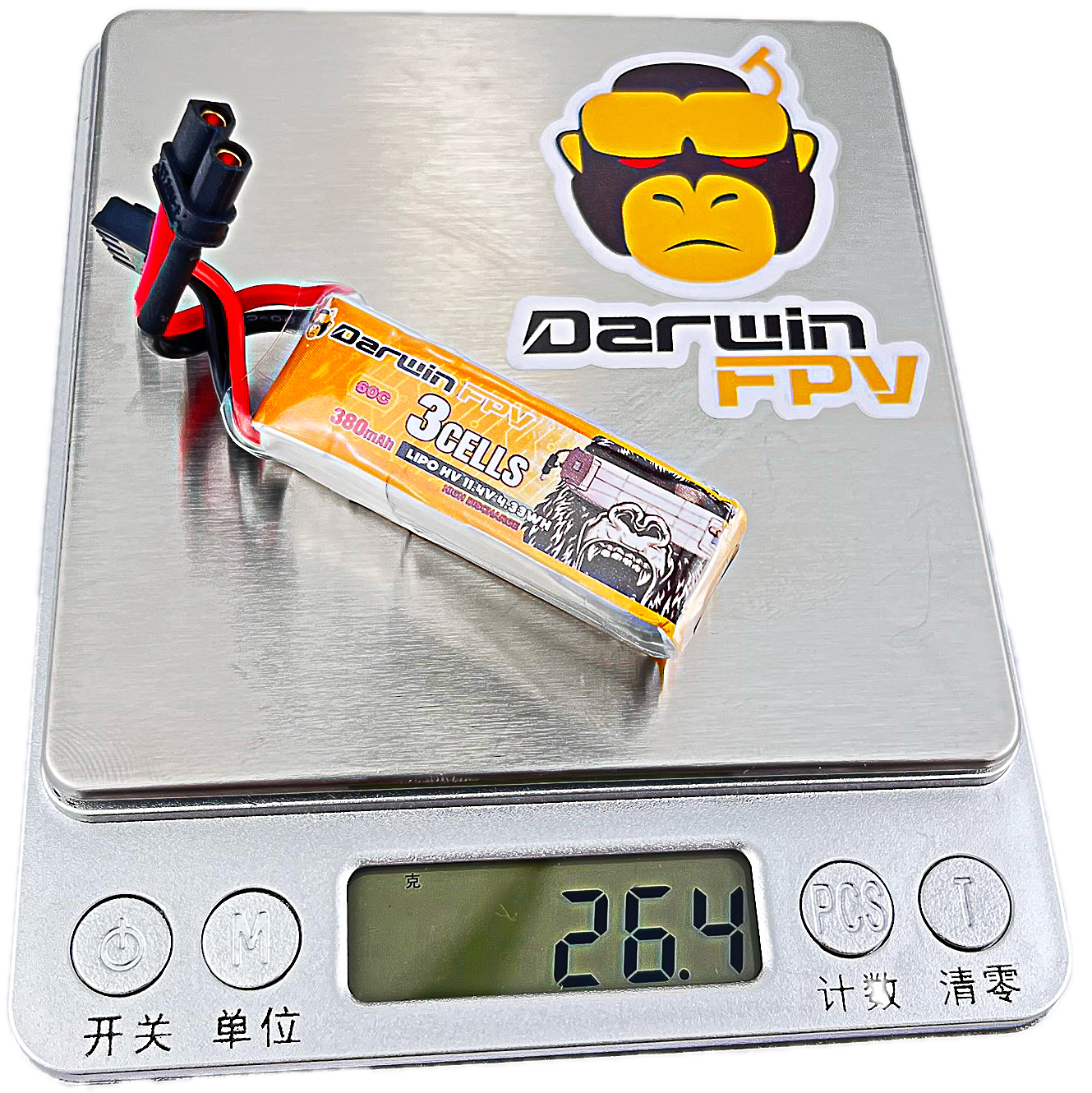 DarwinFPV 380mAh 3S 11.4V 60C fpv 无人机电池