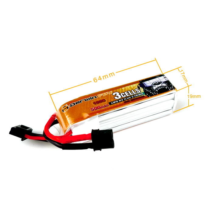 DarwinFPV 3S 500mAh 11.4V 100C Battery DarwinFPV