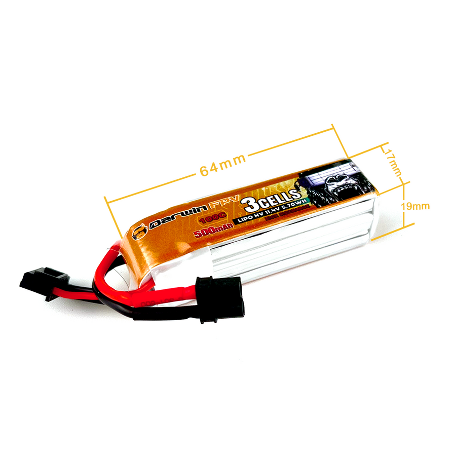 DarwinFPV 3S 500mAh 11.4V 100C Battery DarwinFPV